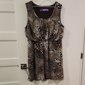 P2P 21" Folie Brown and Black Patterned Mini Dress